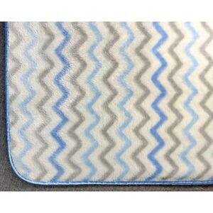 Baby Gear Plush Baby Blanket Blue Gray Chevron Satin Trim 31x39 Zigzag Plush